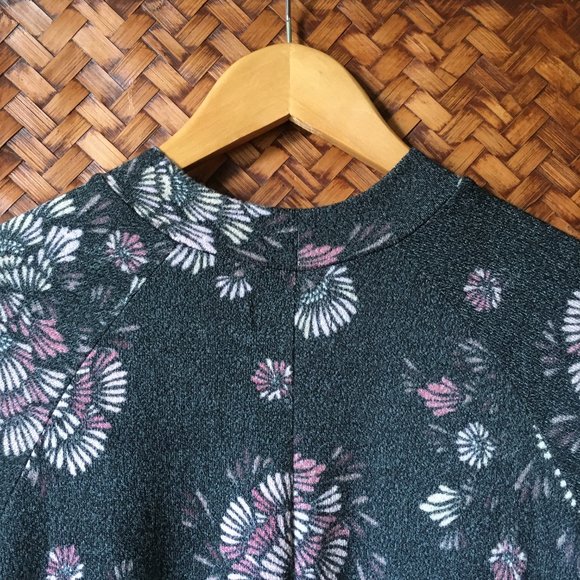 Whimsygoth Mock Neck Jersey Knit Swing Abstract Floral Mini Dress - Picture 6 of 15